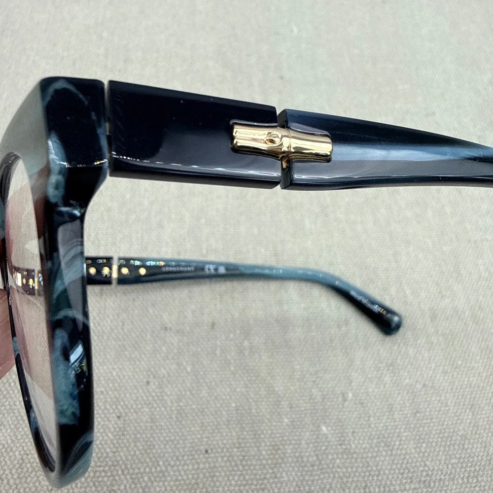 Longchamp‎ Womens LO2698 426 Blue Marble Cat Eye Eyeglasses Frames 53-16-140